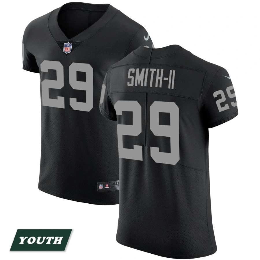 Youth Las Vegas Raiders Black Vapor Untouchable #29 Chris Smith II Elite Jersey Youth Las Vegas Raiders Black Vapor Untouchable #29 Chris Smith II Elite Jersey